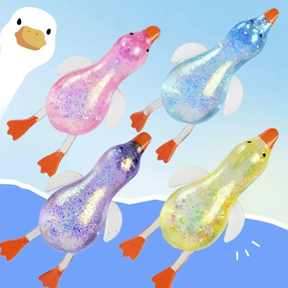 Glitzer-Enten-Squishy Stressabbau-Spielzeug | TPR-Material | Zufällige Farbe | Weiches Quetsch-Fidget-Spielzeug zur Angstlinderung | Tragbar – Detail 14