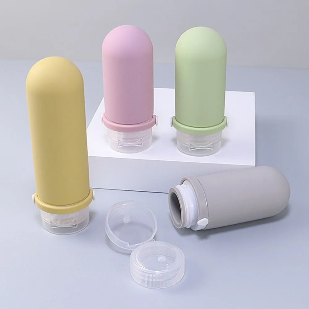 Sub-engarrafamento recipiente líquido loção cosmética vazio viagem recarregável garrafa à prova de vazamento macio silicone squeeze tubo ao ar livre