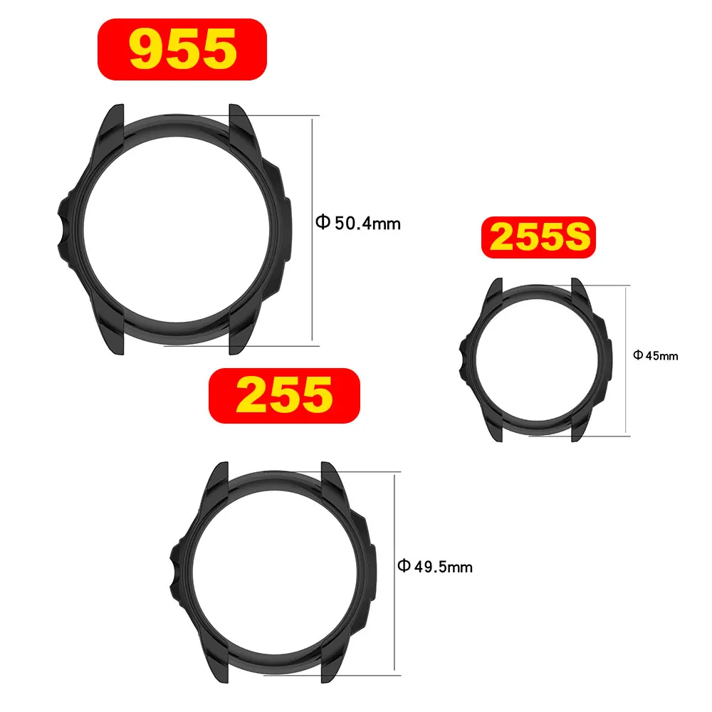 ケース + 強化ガラスフィルムガーミンフォアランナー 255 255S TPU スクリーンプロテクターバンパー保護カバーガーミンフォアランナー 955