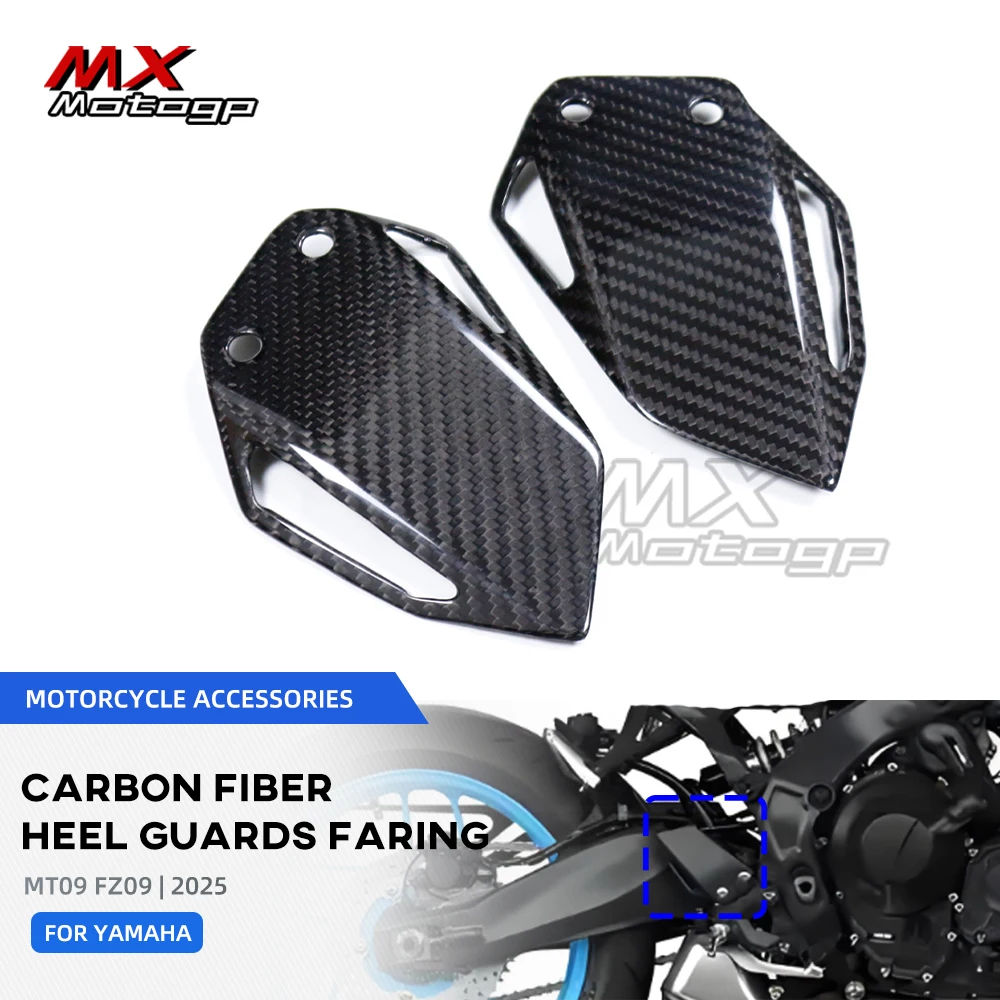 

MT09 2025 Carbon Fiber Heel Guard Plates Footrest Fairing For YAMAHA MT09 FZ09 2024 Motorcycle Foot Pegs Pedal Protector