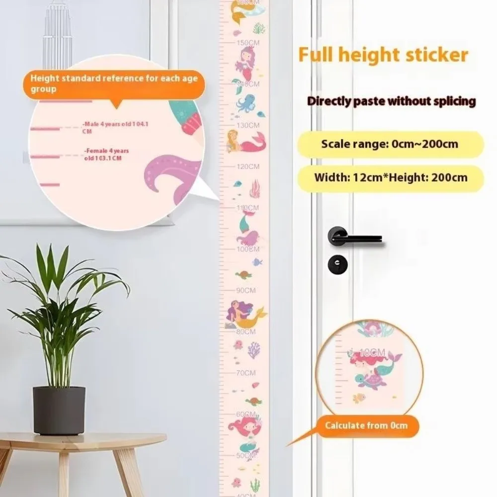 2M Height Height Measurement Sticker Self-adhesive Removable Unisex Growth Chart Catoon Pattern Waterproof Height Measuring Tape