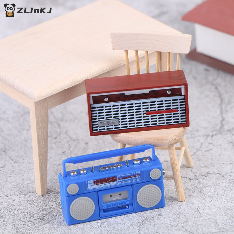 ▶ Maison de poupée Miniature, Mini enregistreur Radio Miniature, modèle de meubles de maison de poupée, accessoires de décoration, jouets pour collectionneurs, 1/12