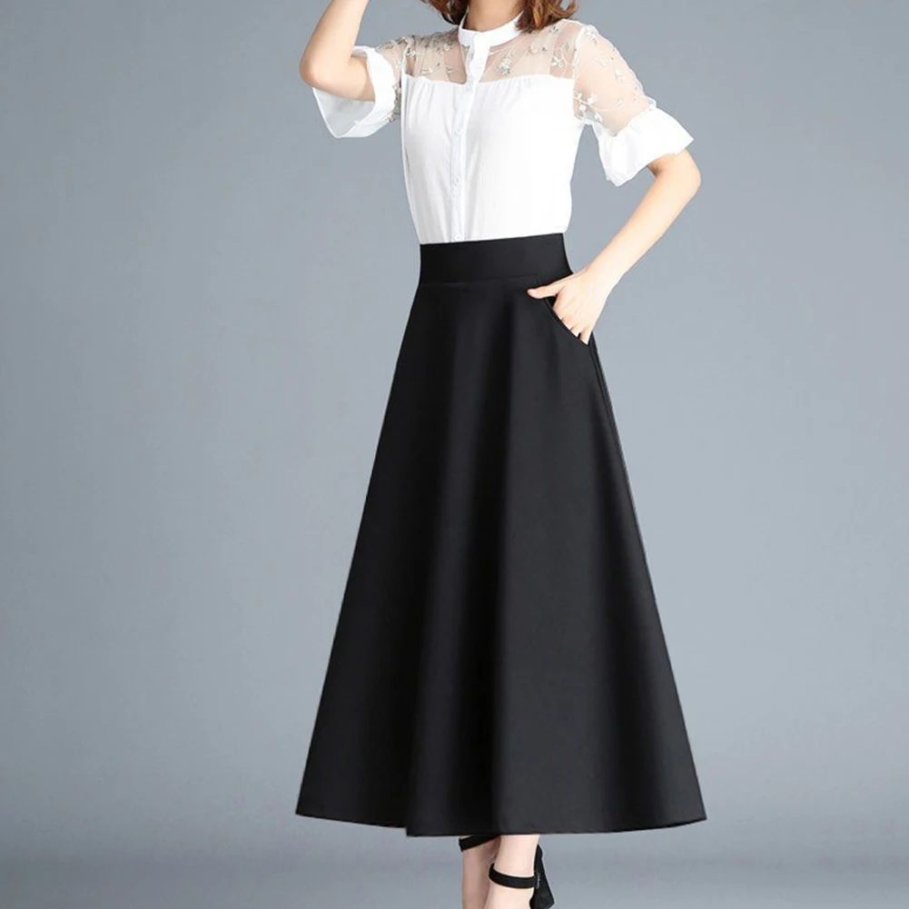 Aline Skirt High Waist Skirt Black Womens Casual Skirt Daily Wear Elasticity Microelasticity Fashion Versatile