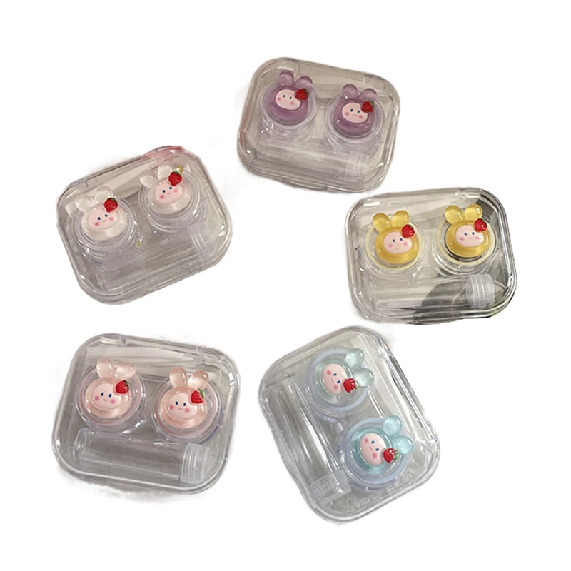 No Need To Screw Cap With Rubber Ring Cute Cartoon All-In-One Three-Dimensional Decoration Contact Lens Companion Box