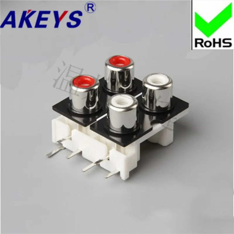 10 pcs AV4-8.4-10 Same core socket 6-foot RCA seat 4-hole PCB welded Lotus seat stereo TV socket