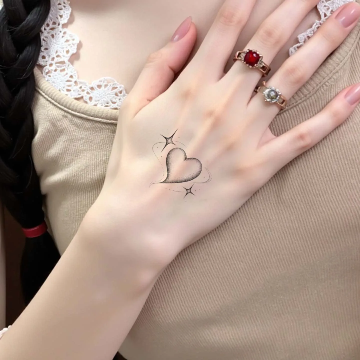1 Sheet Per Pack Temporary Tattoo Sticker Waterproof Long Lasting Butterfly Heart Arm Collarbone for Women