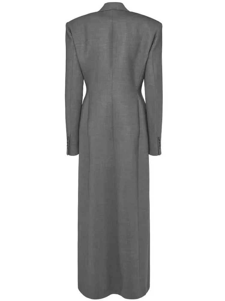 JNMC Design Sense Temperament 2024 Spring Autumn New Double Breasted Long Sleeved Slim Fit Solid Color Suit Jacket For Women