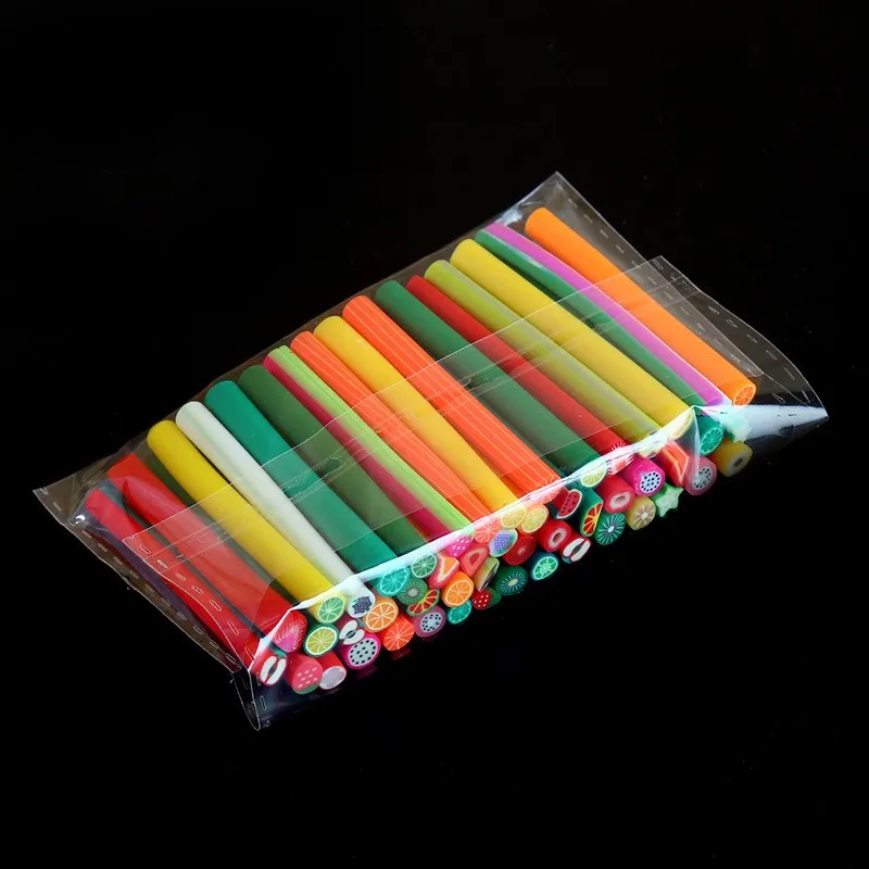 50pcs Fruit Polymer Clay Sticks for Nail Art Decoration Manicure Soft Canes Rods Sticker Slime Supplies DIY Manicure Nails Slice