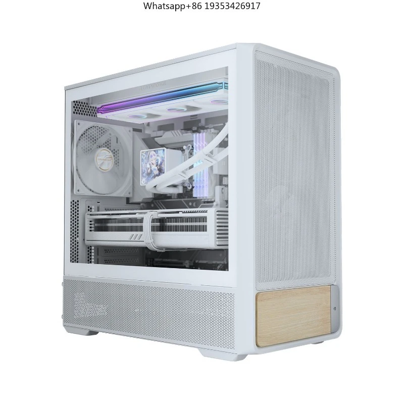 A1 desktop walnut baffle is suitable for computer case, support 360 water cooling ATX main board back plug one button