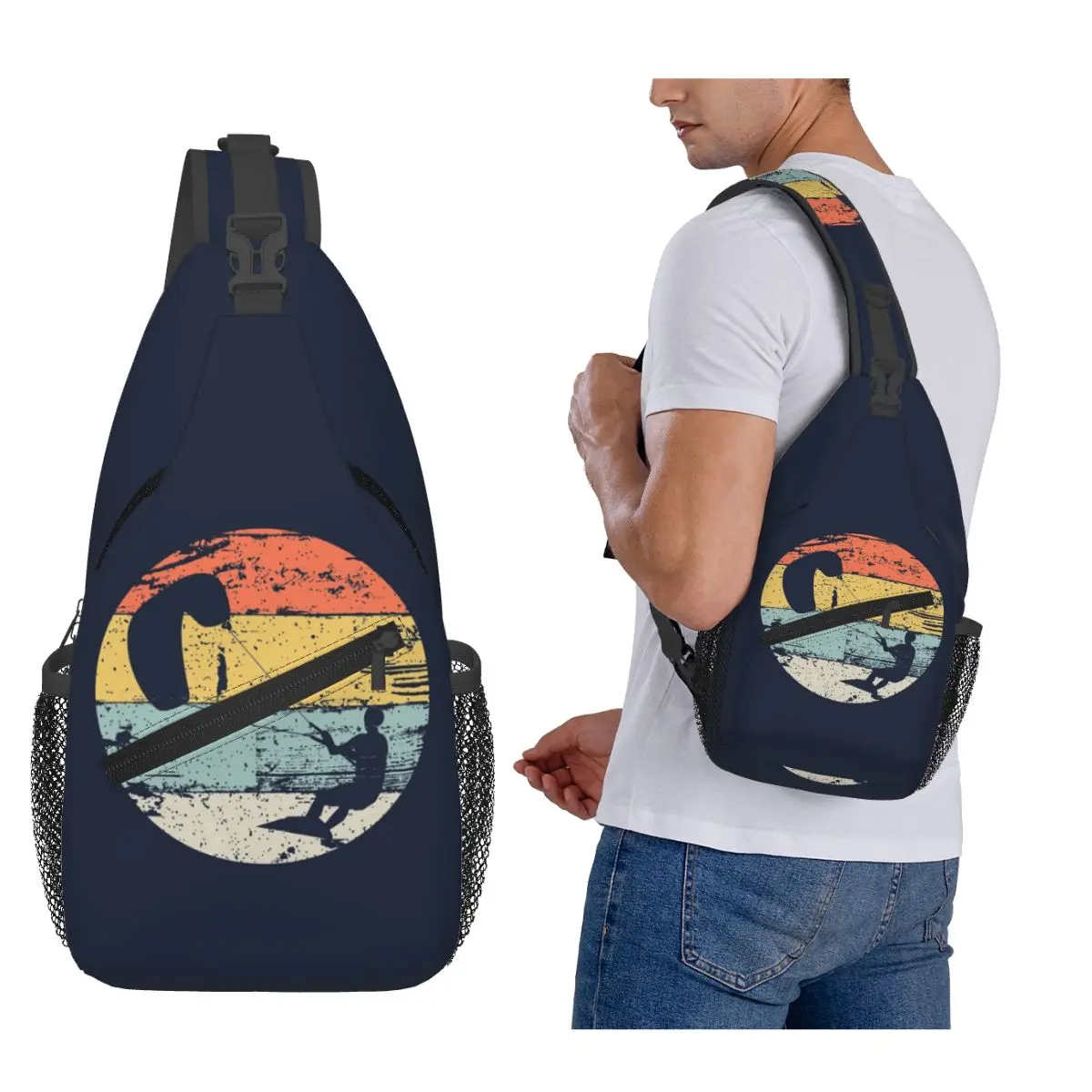 

Kite Boarding Kiteboarder Look Gif Chest Bag Men Sling Crossbody Backpack Chest Bag Travel Hiking Daypack Shoulder Bag