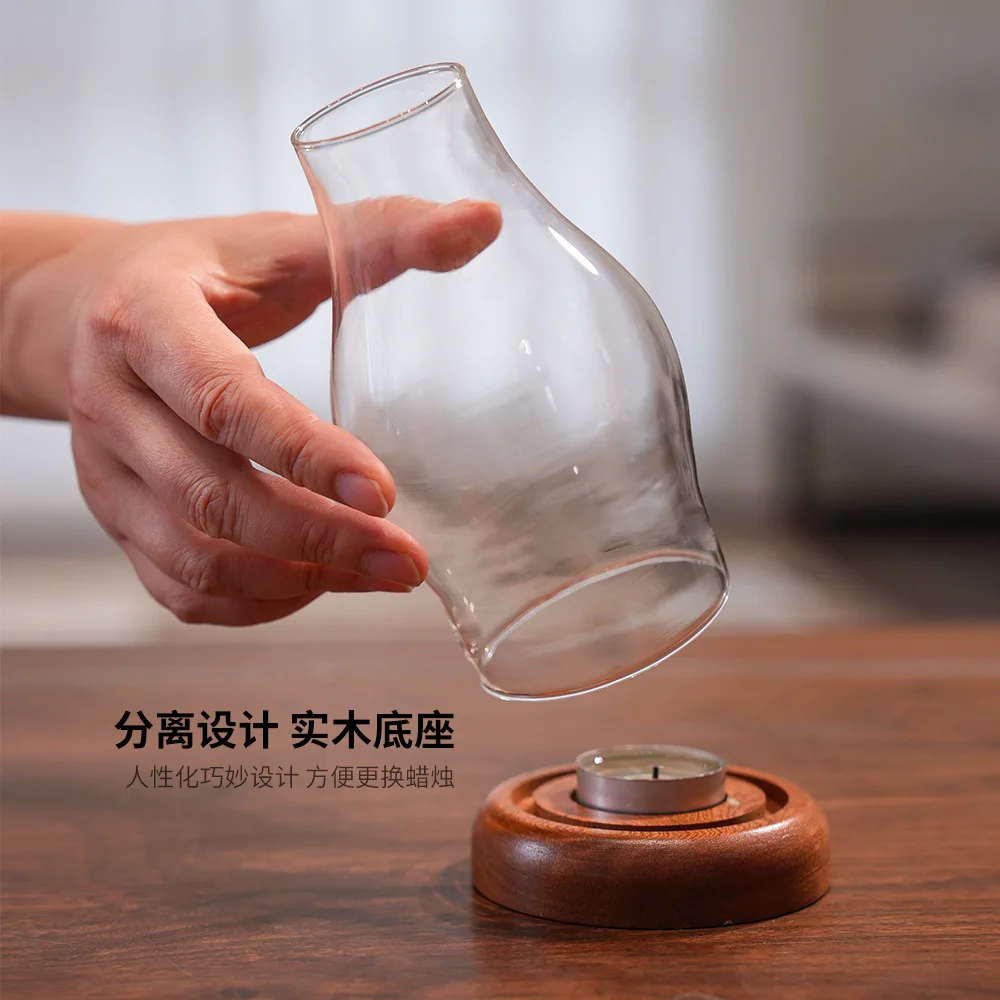 Transparent Glass Candle Holder. Home Vintage Breathable Candle Holder. Minimalist Fragrance Diffuser Candle Lamp Cover.