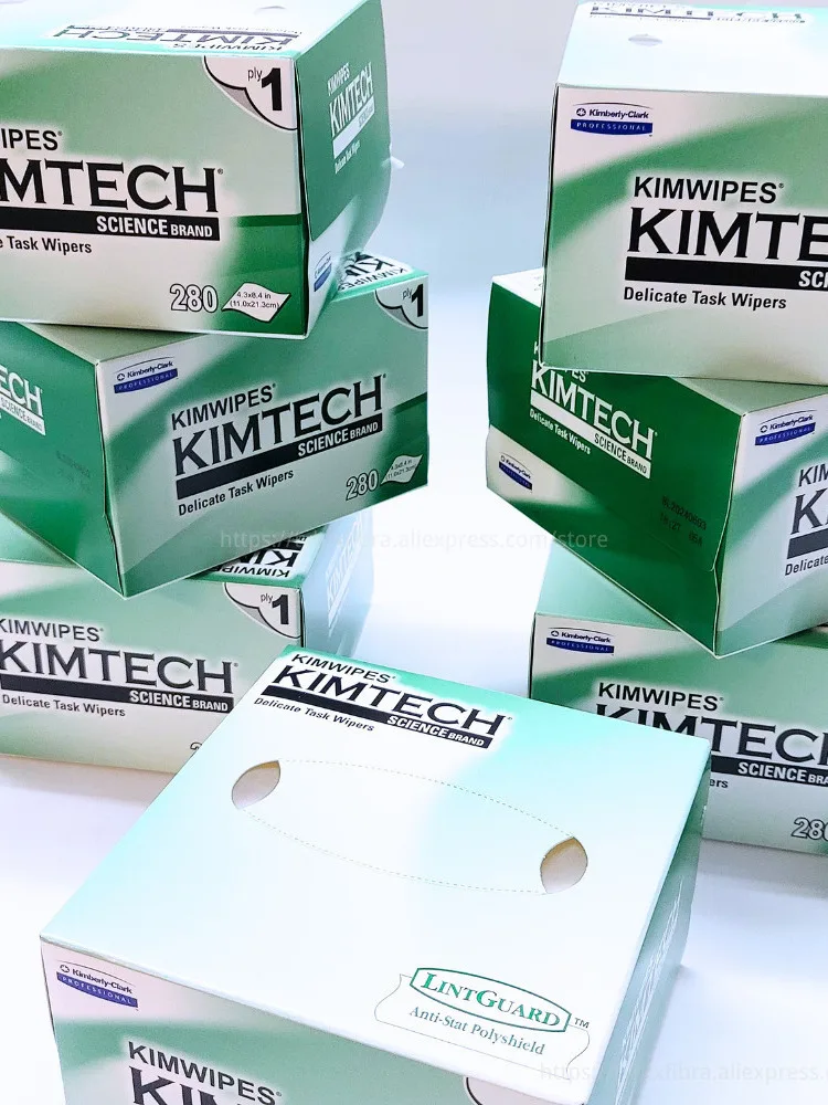 Kimtech Kimwipes 280 arkuszy, chusteczki Kimperly, bezpyłowe chusteczki do czyszczenia światłowodów, narzędzia do czyszczenia złączy światłowodowych FTTH — zdjęcie produktu 7