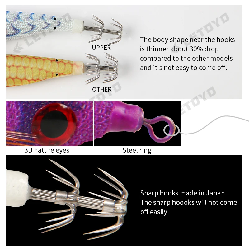 LETOYO UPPER Floating squid bait Luminous squid Jig Fishing Lure Artificial bait For Webfoot Octopus Cuttlefish sea fishing lure