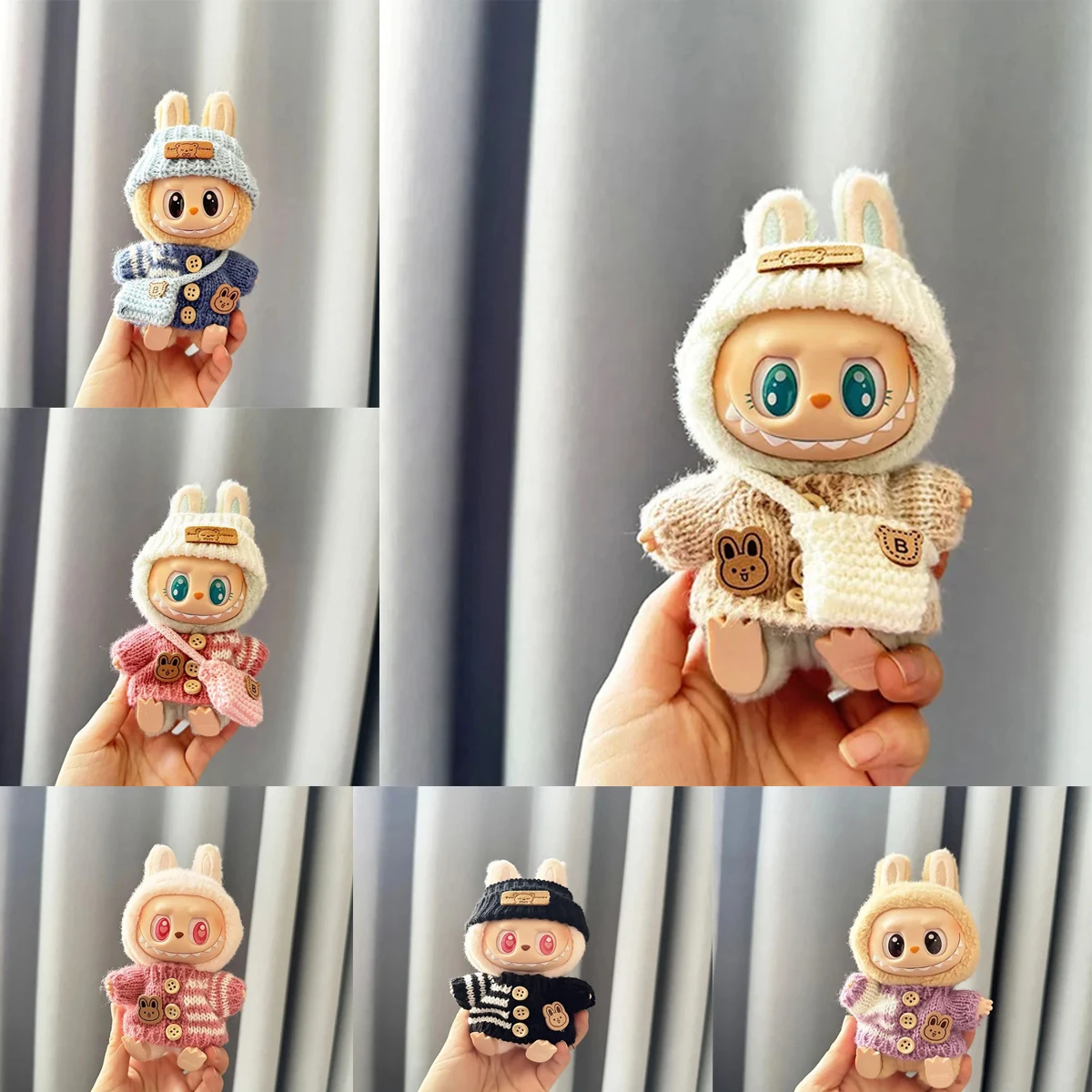 

For 15-17 Cm Labbubu Clothes Original Labubu Toy Luxury Doll New Sitting Party Bear Label Scarf Hat Bag Dolls Accessories Cute