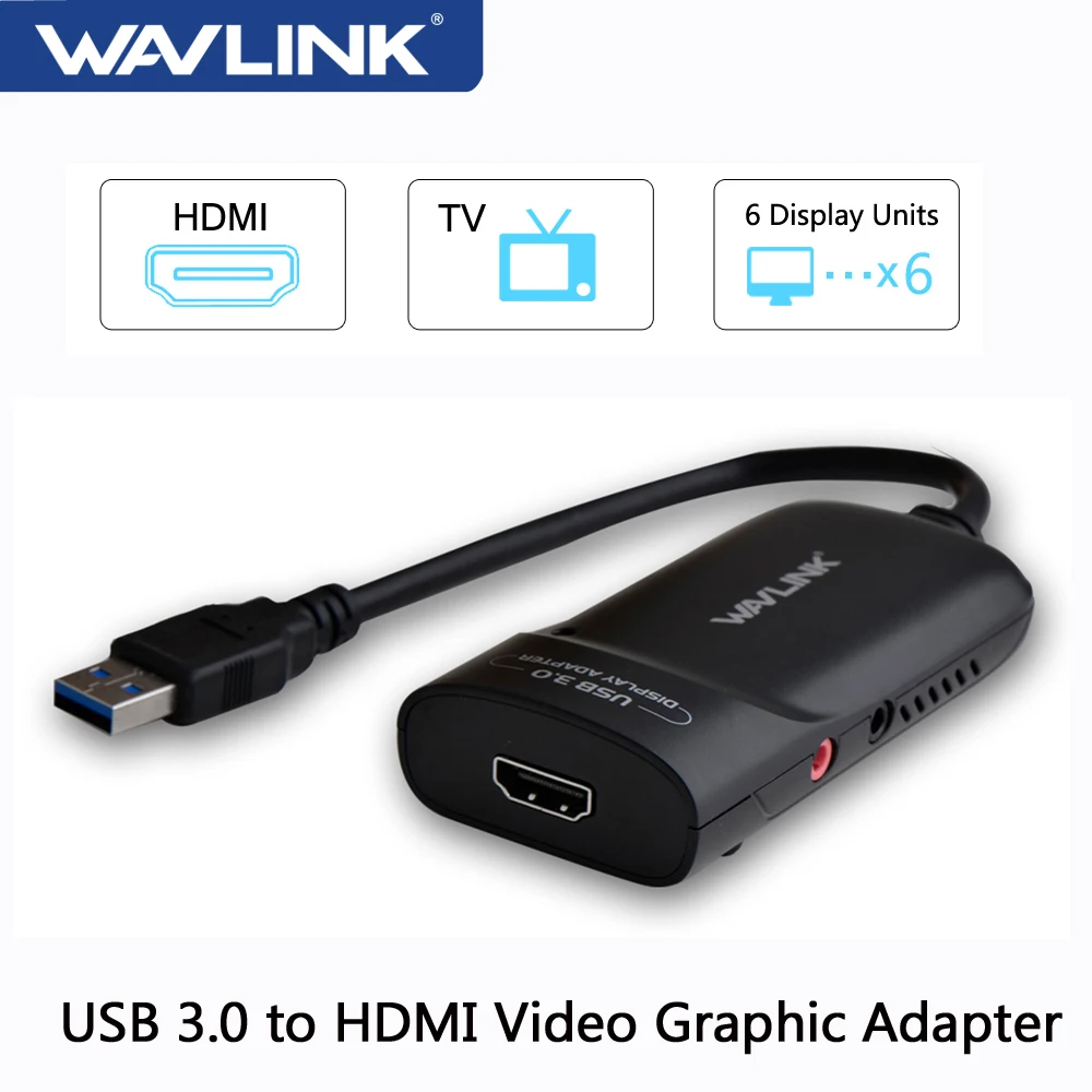 Wavlink USB 3.0 HDMI 호환 비디오 그래픽 어댑터, 외부 비디오 카드 오디오, 다중 모니터용, 최대 2048 × 1152 M1 M2