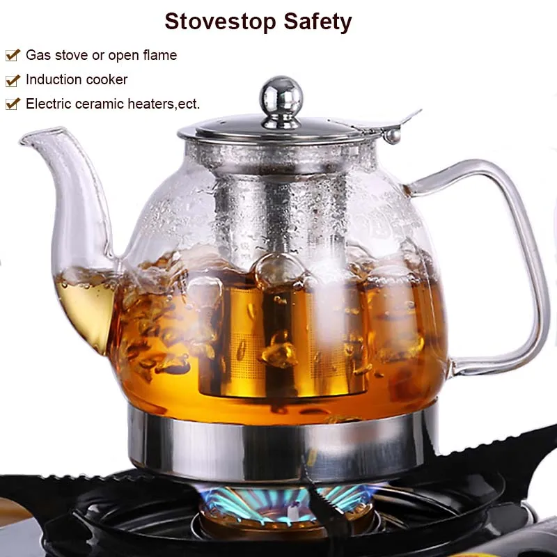 Glass Flower Teapot Heat Resistant Glass Teapot With Infuser Induction Gas Stove Teapot Electromagnetic Furnace Kettle