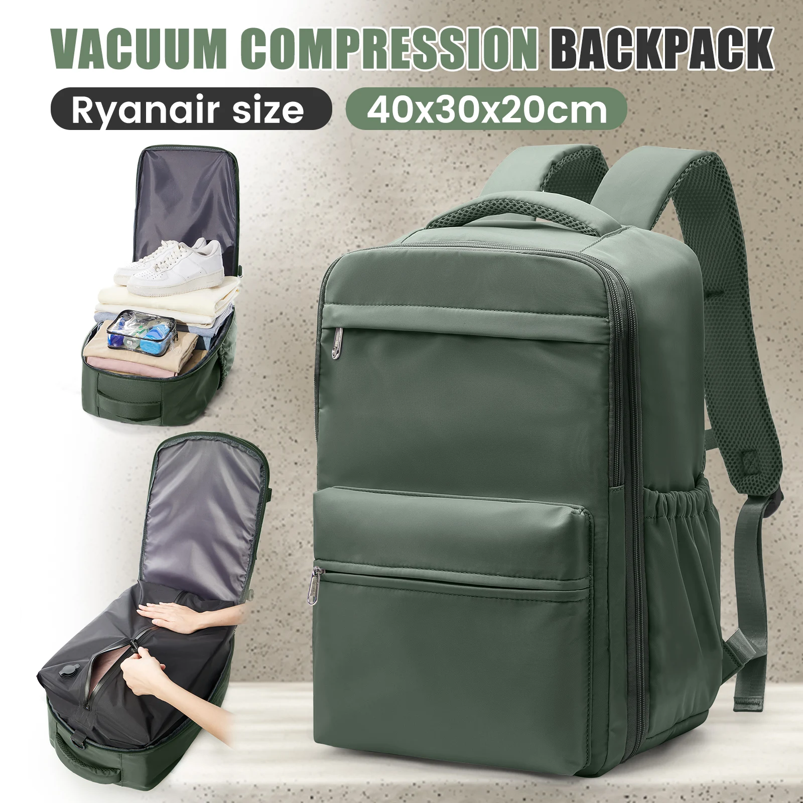 Ryanair 40x30x20 Travel Backpack Vacuum Compression Backpack , Wizzair Cabin Bag 15.6" Laptop Travel Bag,Storage Bag, Schoolbag image 3