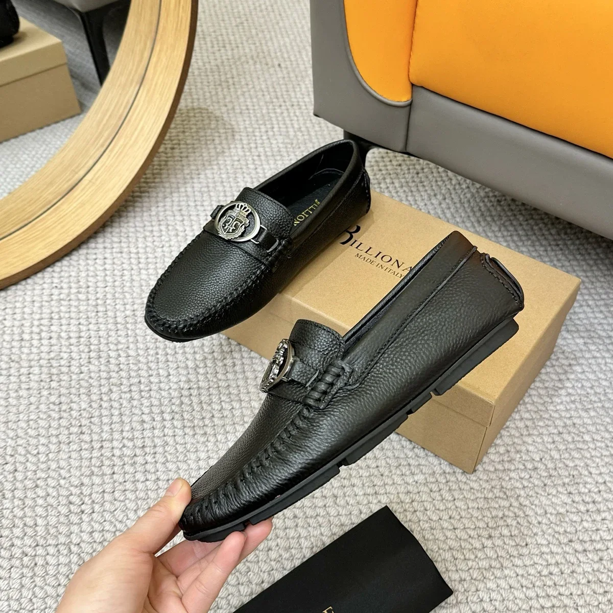 

BILLIONAIRE OECHSLI Shoes Cowhide 2025 new outdoors breathable embroidery business comfort Men‘s European big size 38-46