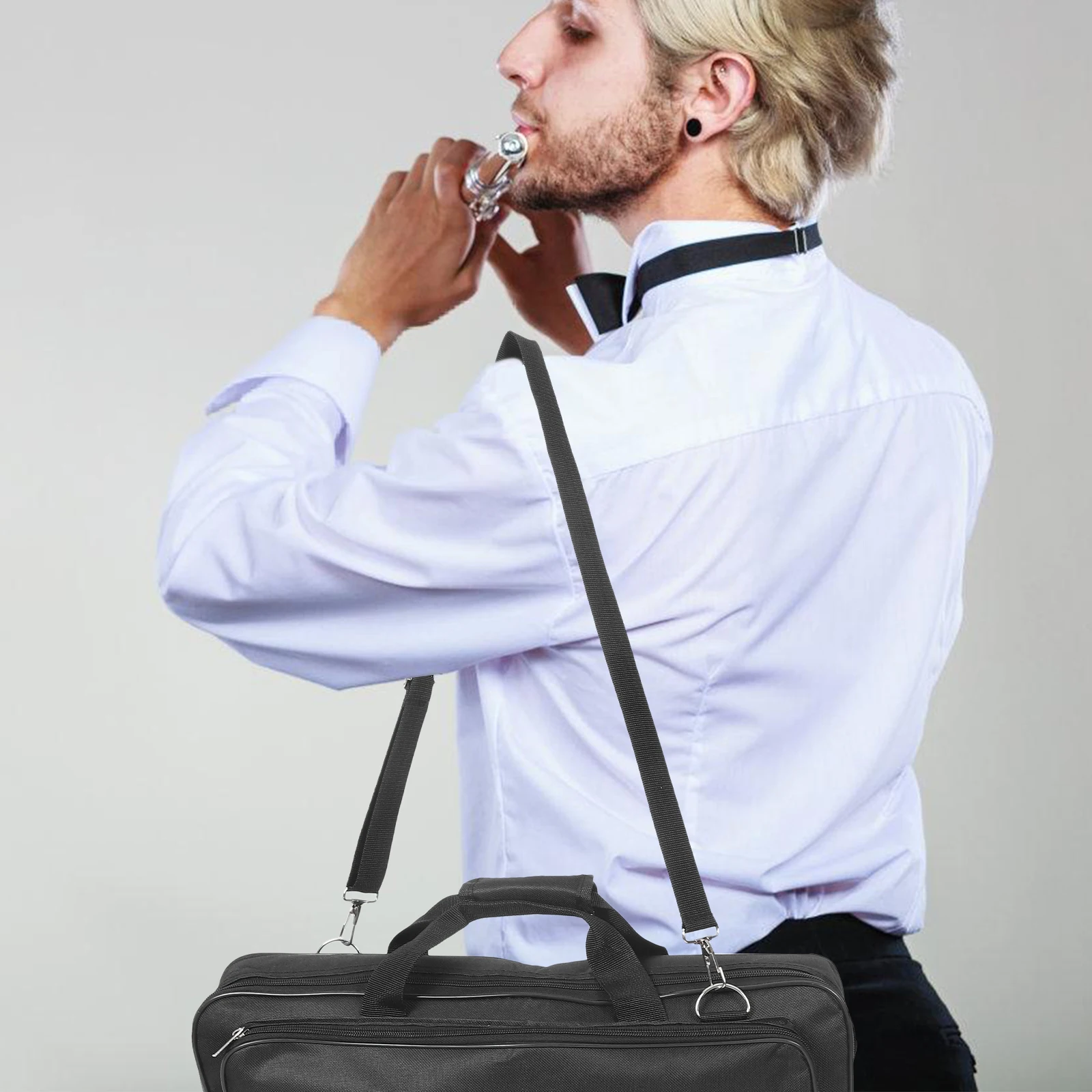 

Flute Storage Bag Case Cover with Strap Container Pouch Carrying Black Cases for Musical Instruments