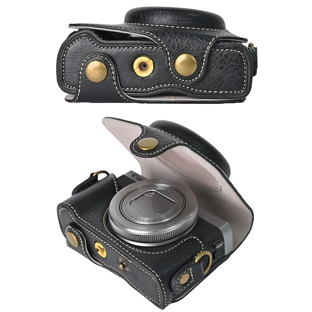 حقيبة كاميرا ريترو بو الجلود غطاء واقٍ مزخرف لهاتف آيفون نصف الجسم غلاف لكانون Powershot G7 X G7X Mark III 3 G7XIII G7X3 SX740 SX740hs
