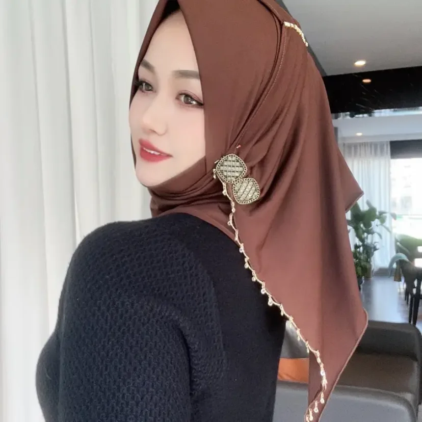 Fashion Dubai Muslim Winter Maillard Color Wrap Hijab Malaysia