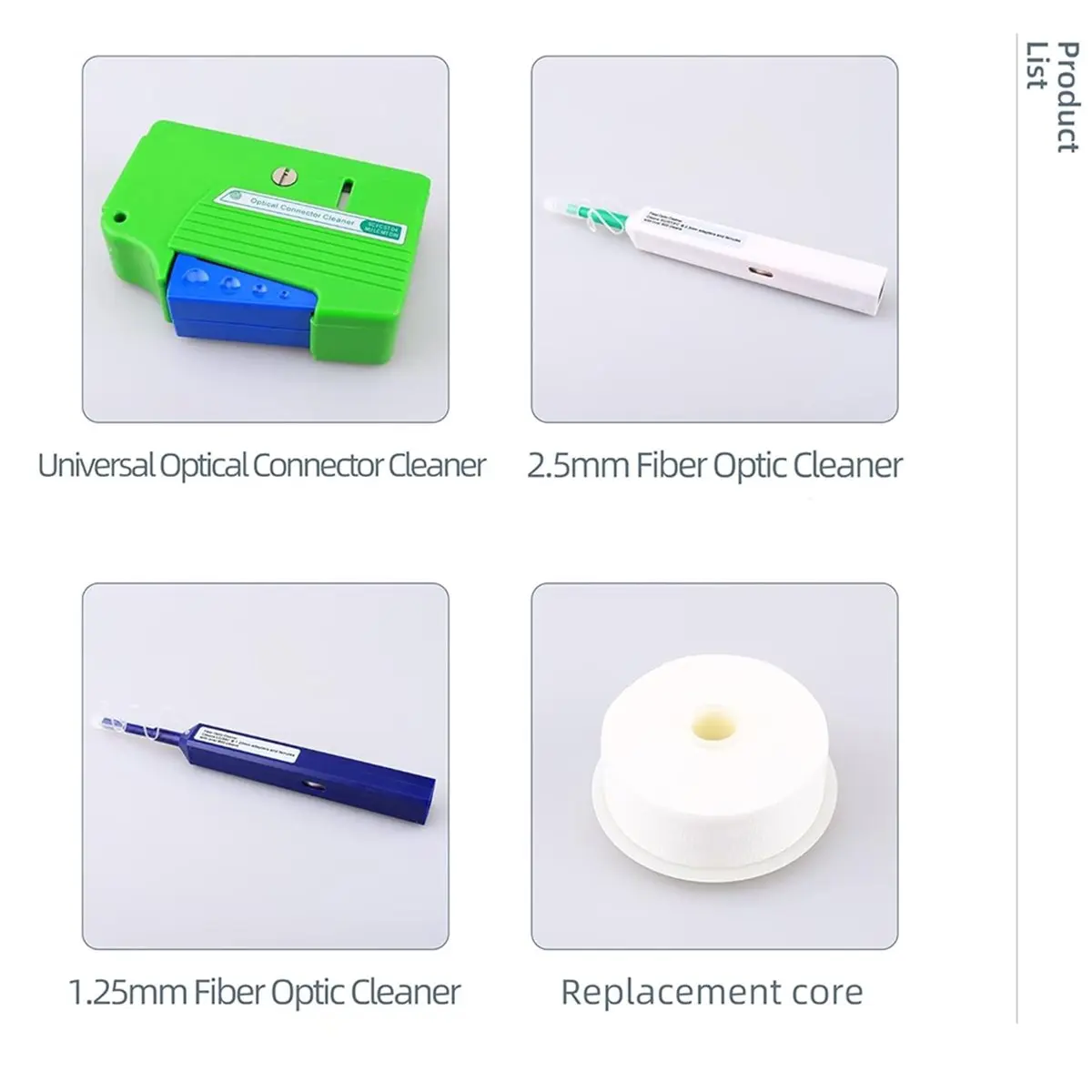 Fiber Optic Cleaner Pen Box Kit 4-in-1, 2.5mm FC SC LC Optical Fiber Cable Connector Endface Cleaning Tool