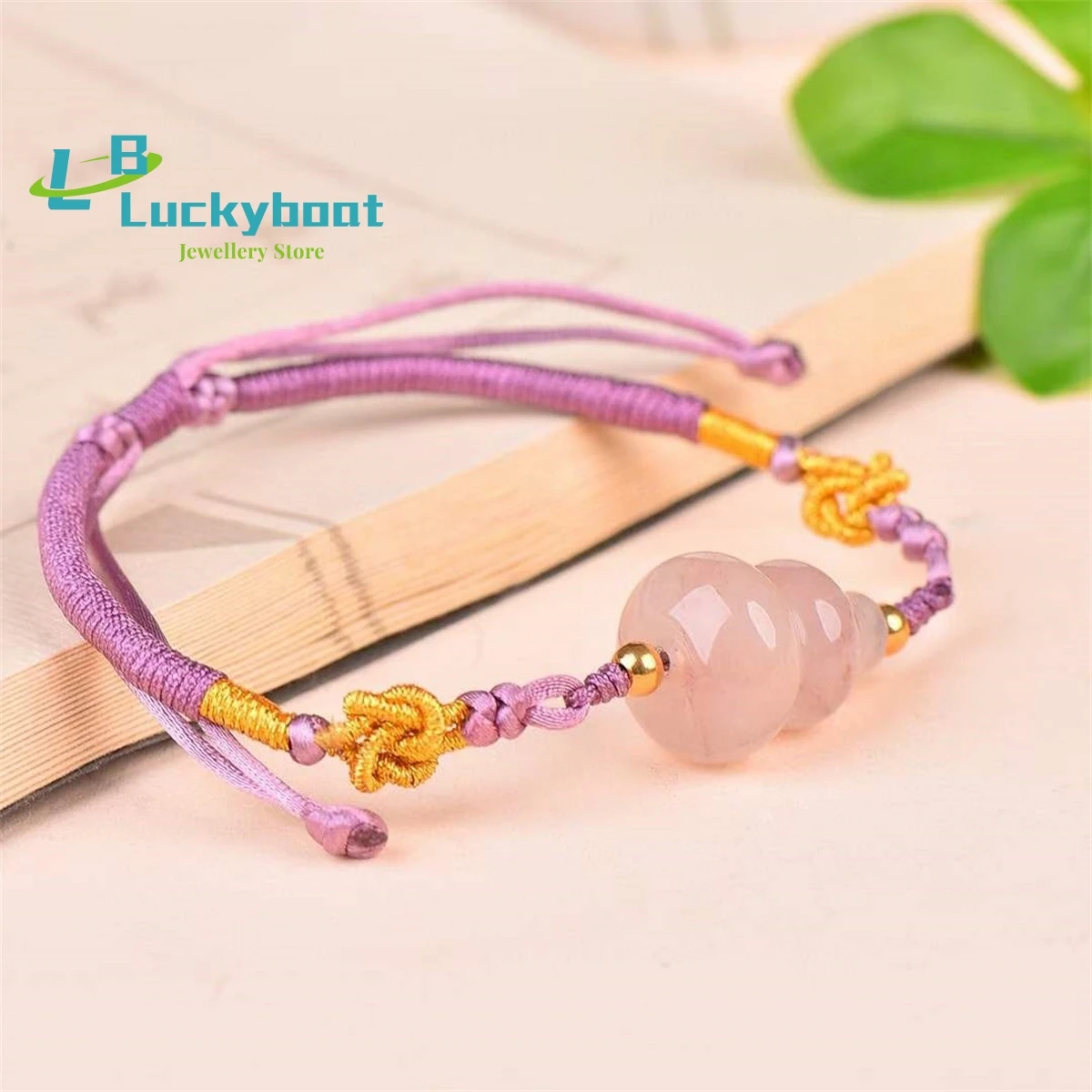 Natural Gold Silk Jade Violet Gourd Woven Bracelet Simple and Personalized Fashionable and Versatile for Men and Women