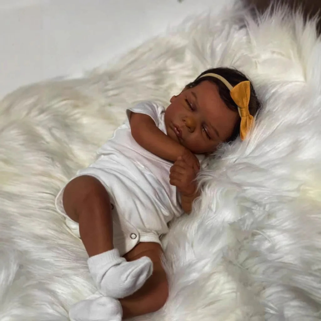 

20-дюймовая кукла реборн, африканская черная дитина, реалистичная кукла с черными вьющимися волосами, праздничный подарок