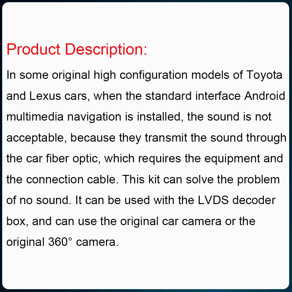 Car Stereo Wire Harness Power Cable Adapter Decoder Canbus Box For TOYOTA Original High Configuration Models