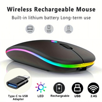 Wireless Rechargeable Mouse With LED Backlight  Bluetooth With Type-C Adapter Gaming Mouse Suitable For MAC/Laptop/PC/Windows