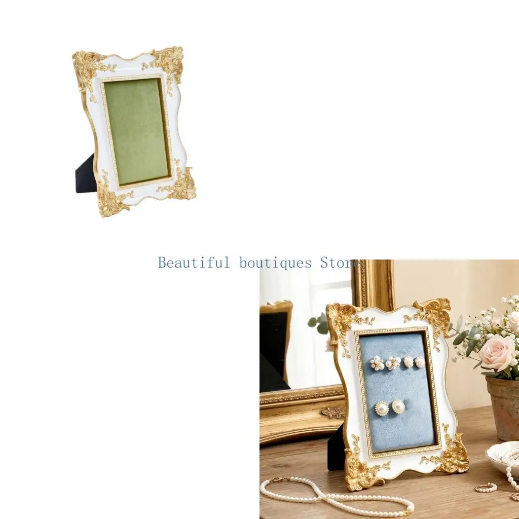 U4LF Decorative Jewelry Display Stand with Soft Lined Panel, Earring Holder Frame for Vanity, Dresser, Bedroom Home Use