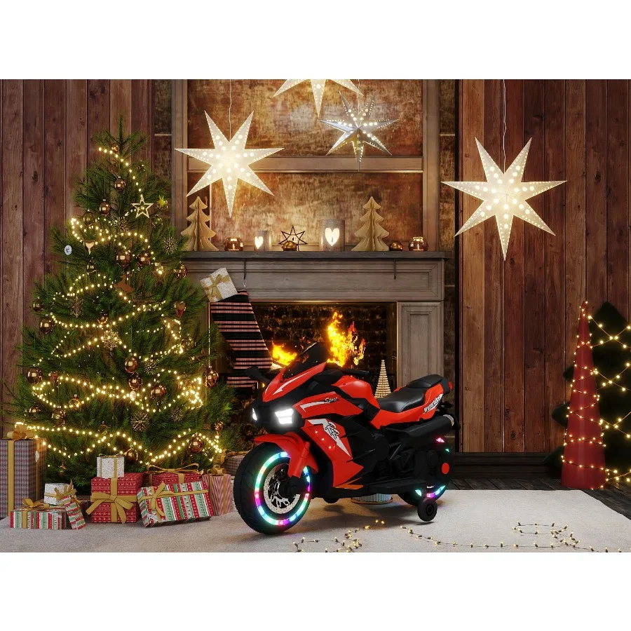Moto jouet Rideons alimentée pour moto électrique 36 ans 12V avec roue lumineuse Bluetooth MusicRed