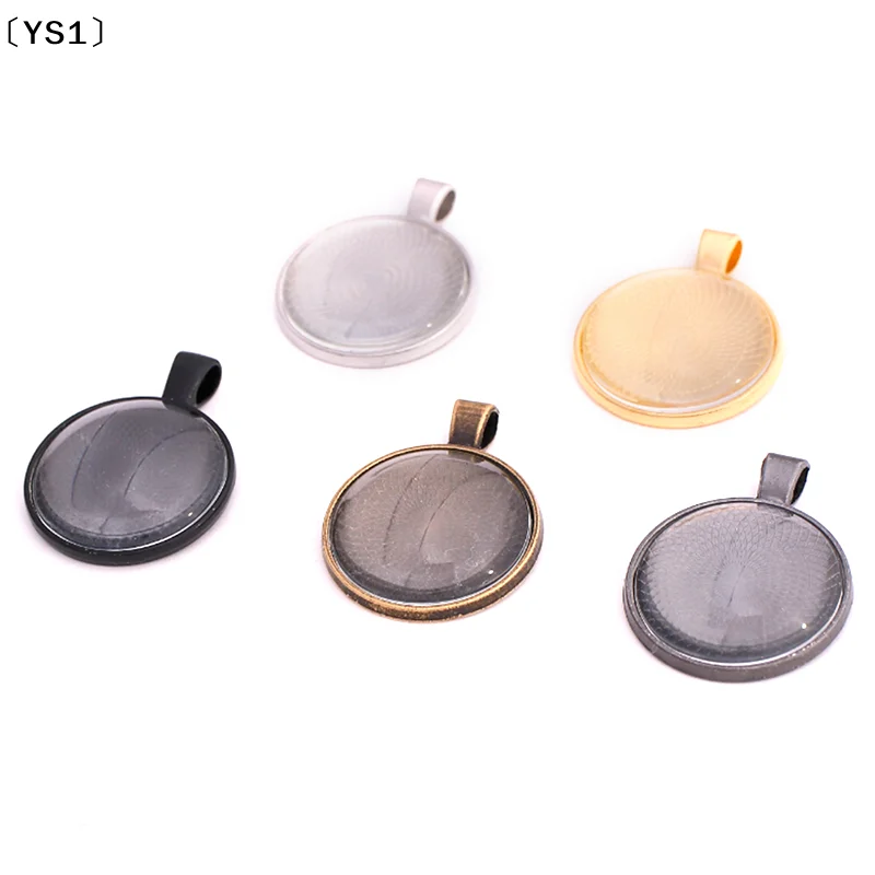 

〔YS1〕80pcs Round Pendant Trays Glass Cabochon Base 8 color Jewelry Making Crafts Gift