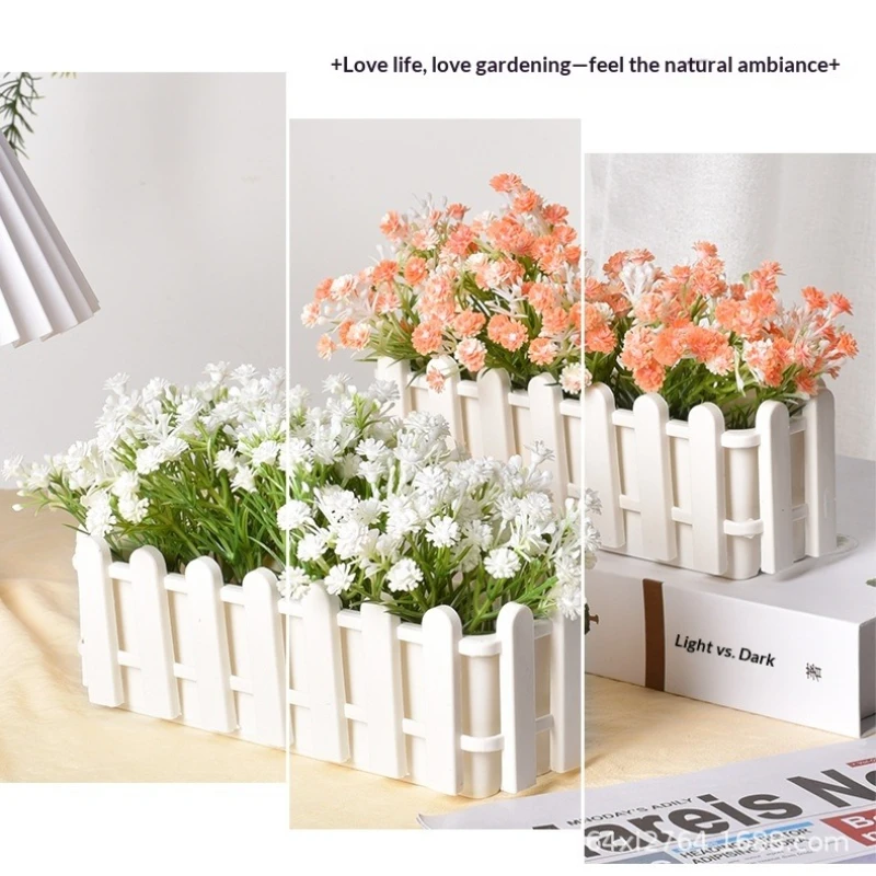 Small Flower Arrangement Long Plastic Flower Trough Garden Fence Plant Holder Decorative Garden Edging Small Size