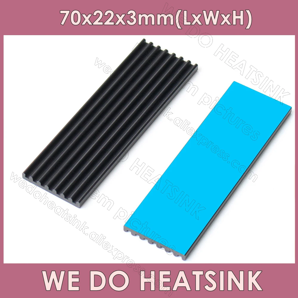 WE DO HEATSINK 70x22x3mm Without or With Thermal Pad Black Anodized NVME M2 NGFF 2280 PCI-E SSD Pure Aluminum M.2 Hard Heatsink