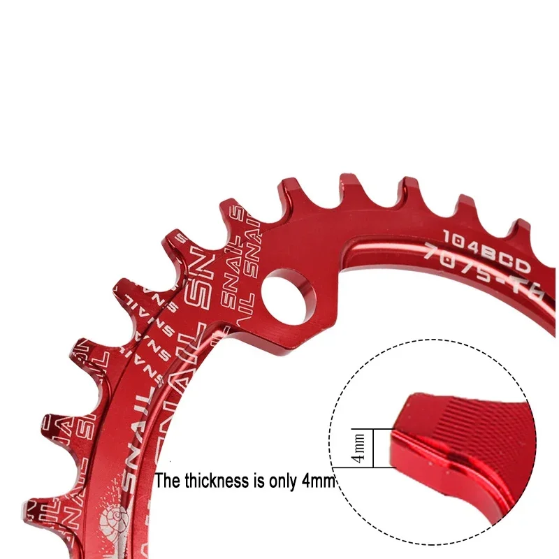 Lumaca 104BCD MTB corona rotonda stretta larga ultraleggera Mountain Bike 32T 34T 36T 38T 40T 42T guarnitura dente 104BCD corona