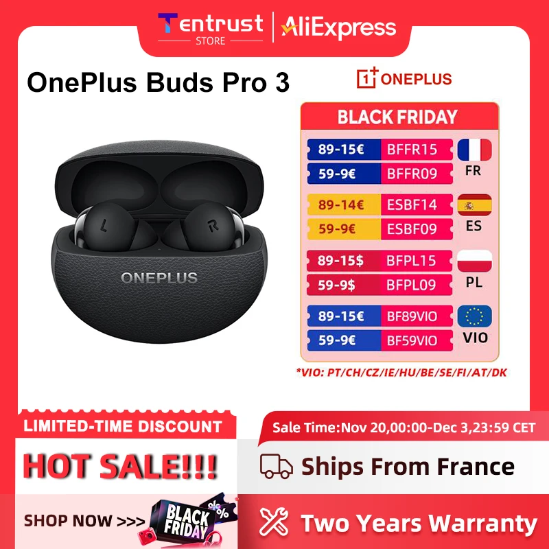 ecouteur bluetooth sans fil OnePlus Buds Pro 3 Version mondiale Jusqu'à 50 dB d'annulation du bruit Audio spatial avec suivi de la tête Audio haute résolution ecouteur bluetooth sans fil OnePlus Buds Pro 3 Version mondiale Jusqu'à 50 dB d'annulation du bruit Audio spatial avec suivi de la tête Audio haute résolution
