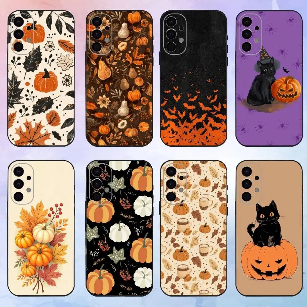 

Autumn leaves pumpkin Phone Case For Samsung S25,S24,S21,S22,S23,S30,Ultra,S20,Plus,Fe,Lite,Note,10,9,5G Black Cover
