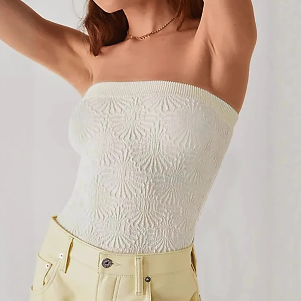 Damska seksowna bluzka bandeau Y2K z żakardu, elastyczna bielizna modelująca, seksowna, oddychająca bluzka bez rękawów.