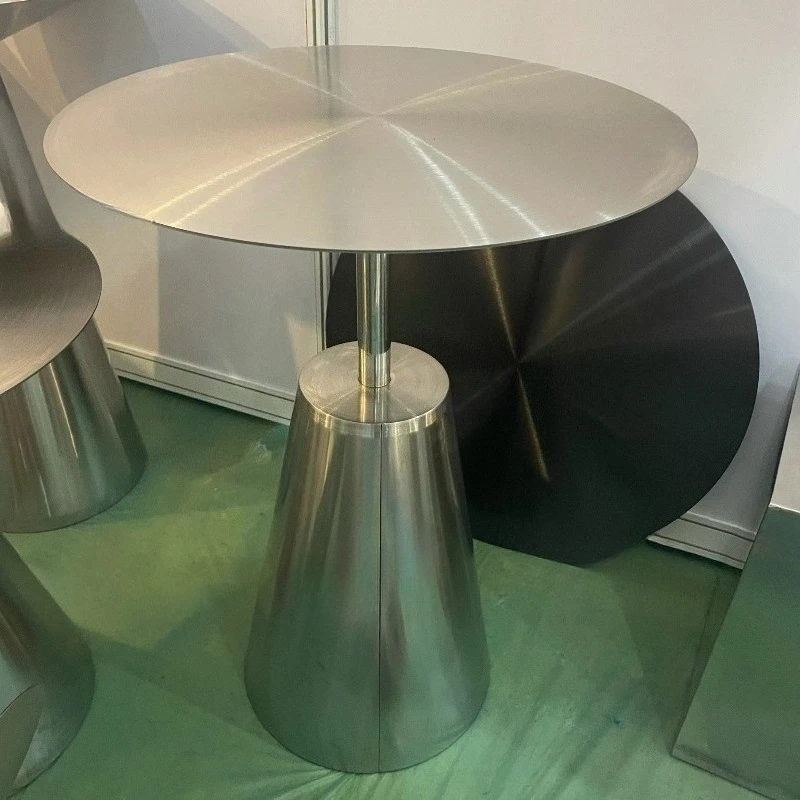 Industrial Style Stainless Steel round Coffee Table Mini Dining Table for Living Room Dessert