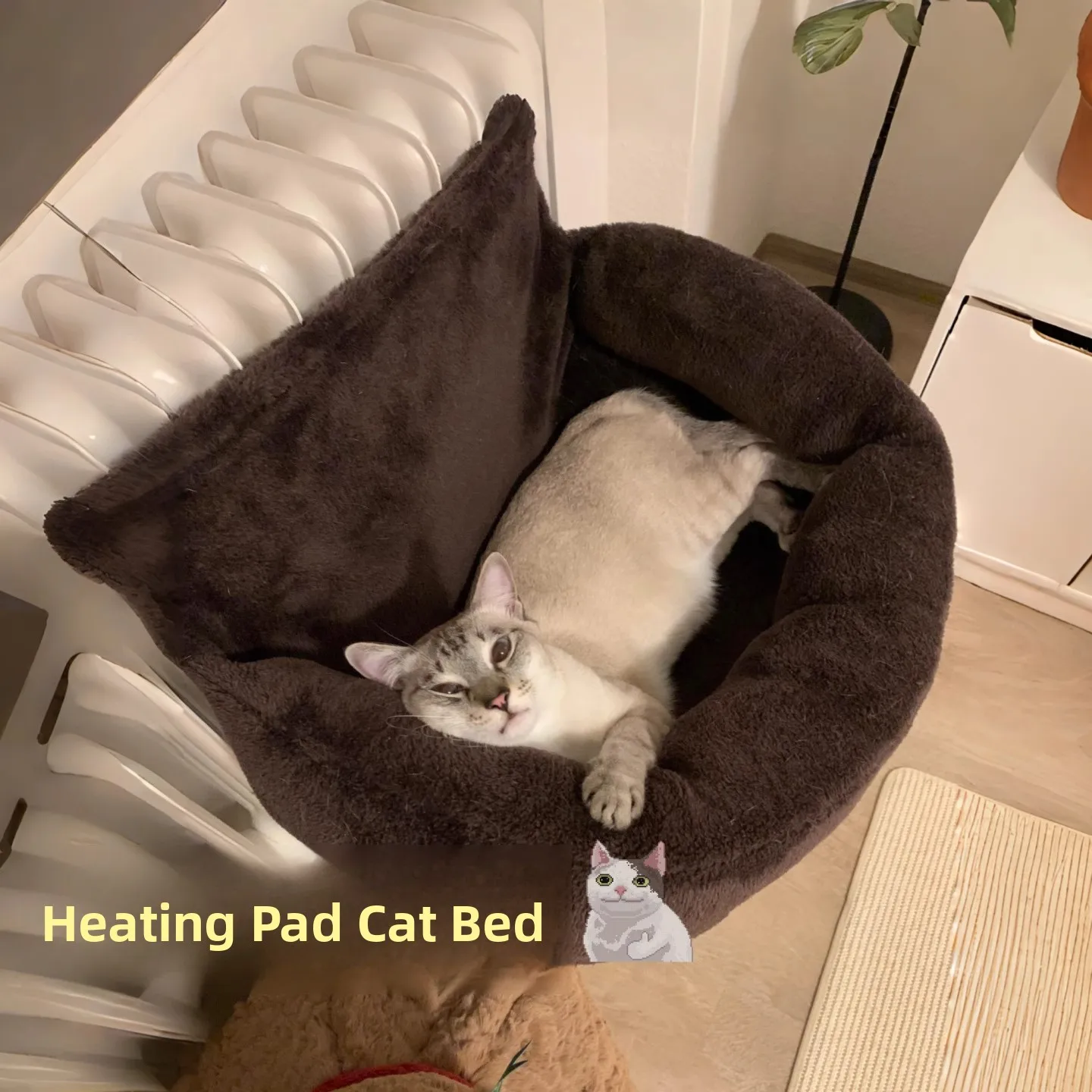 

Heated round Bed Small Non-Intrusive Wall-Mounted Pet S Bag Warm Iron Frame Bed for Winter Indoor s Dogs