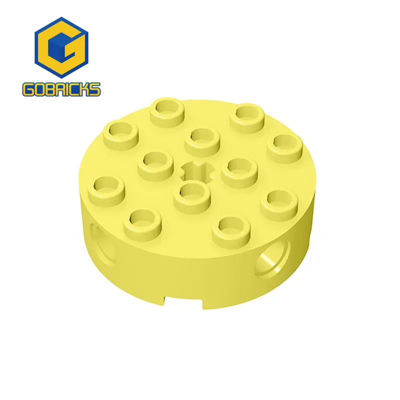 Gobricks 10PCS Brick Round 4 x 4 with 4 Side Pin Holes and Center Axle Hole compatible with lego 6222 Assembles Blocks toys