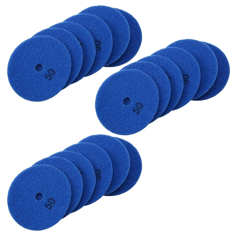 18 Adet 4 Inç/100 Mm Grit 50 Elmas Kuru Parlatma Pedi Granit Mermer Esnek Reçine Zımpara Diski Taş Parlatıcı Disk