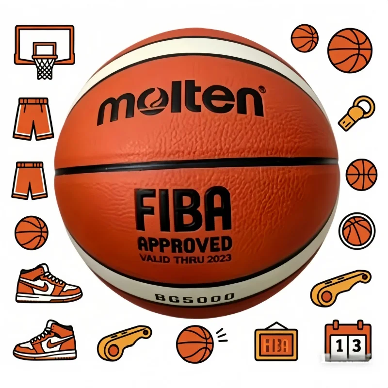 Molten BG5000 Basketball Size 7/6/5 Officially Certified Game Basketball Leather FIBA ​​Professional Basketball