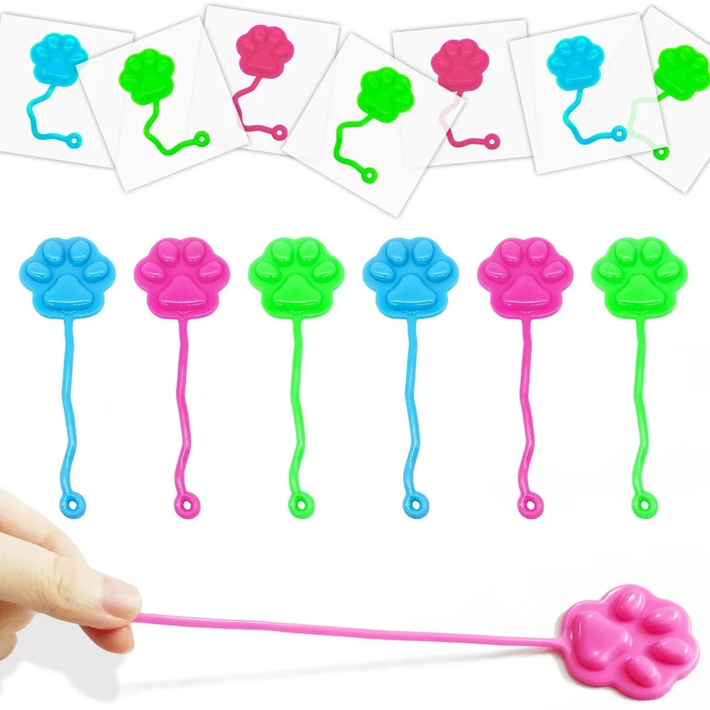 10pcs Cute Cat Claw Style Sticky Toys TPR Elastic Children's Sticky Toy Stretchable Pink Blue Green Climbing Novelty Toys