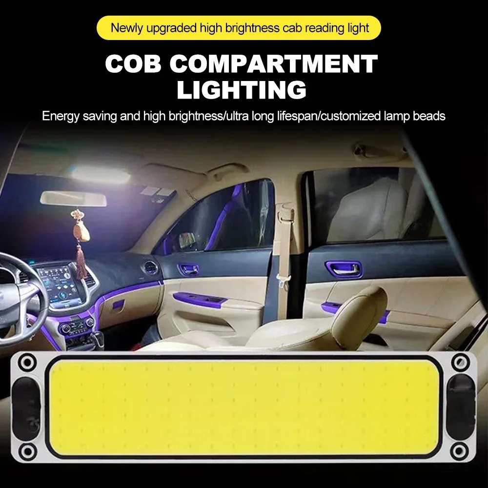 Panel de luz Led Cob 108 SMD para Interior de coche, lámpara de techo con cable, 1 piezas, blanco, 12v, 24v