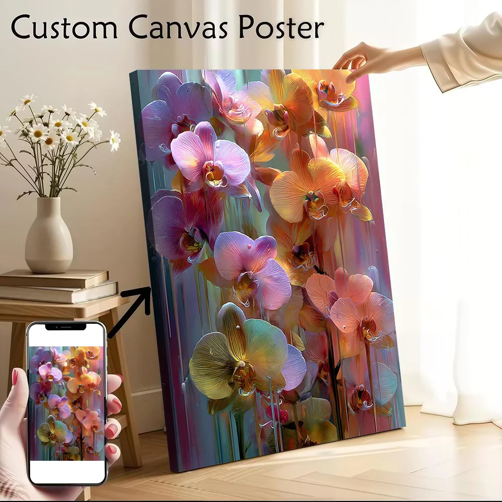 Abstract Orchid Painting Canvas Print Perfect Gift for Fans Lovers Personalized Wall Art Poster for Bathroom Decor Living Room