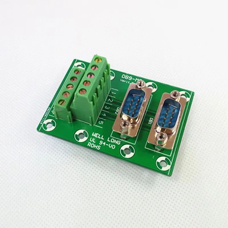 D-SUB DB9 Double Male Header Breakout Board, Terminal Block, Connector.