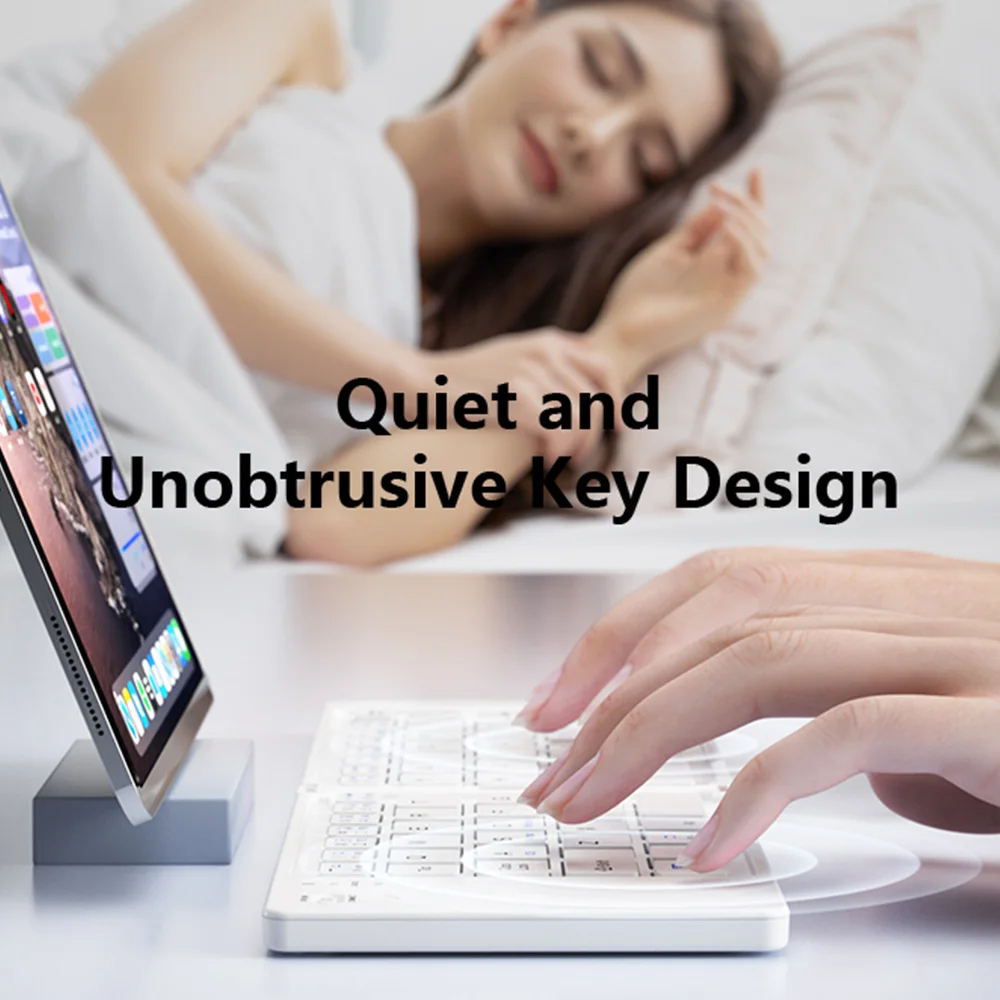 Mini teclado inalámbrico Bluetooth plegable, teclado plegable recargable portátil ultrafino para iOS, Windows, Android, Universal