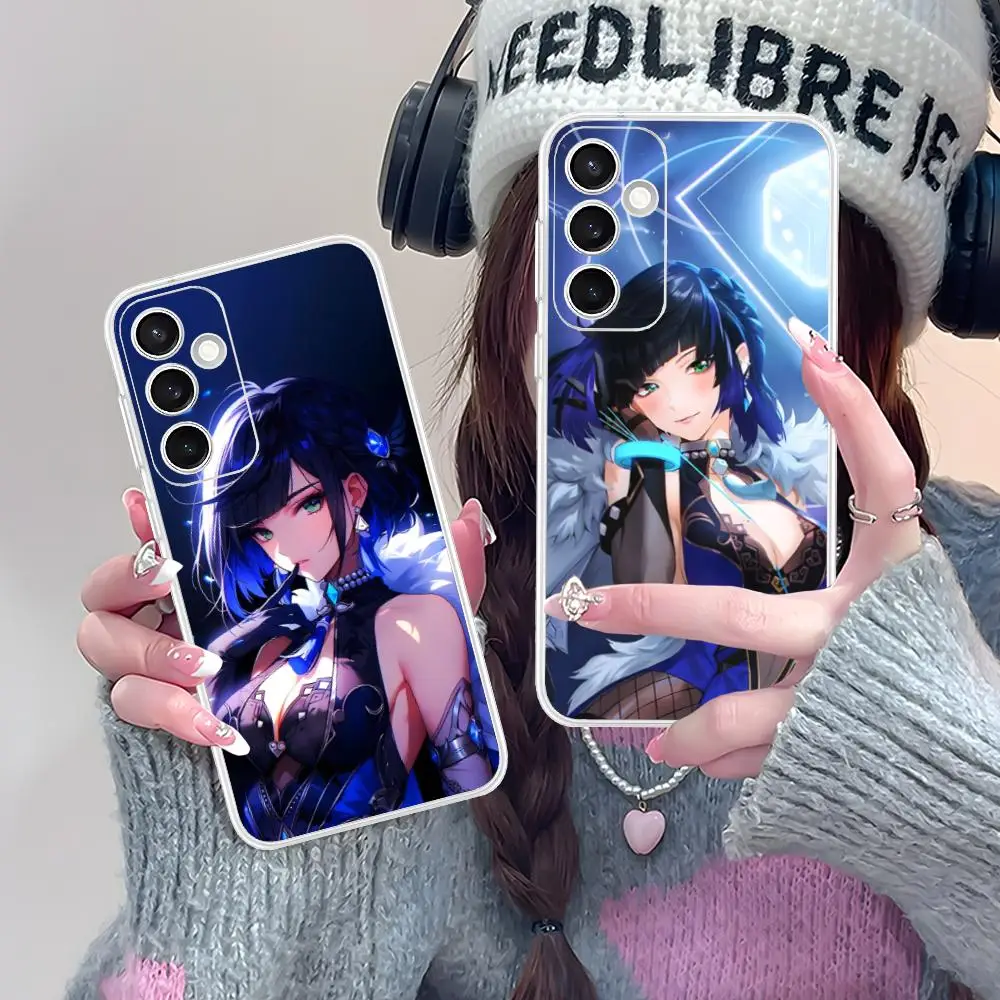 Game GI Yelan Phone Case for Samsung Galaxy S25 S24 S23 S22 S21Plus FE Ultra Soft TPU Clear Shockproof Cover
